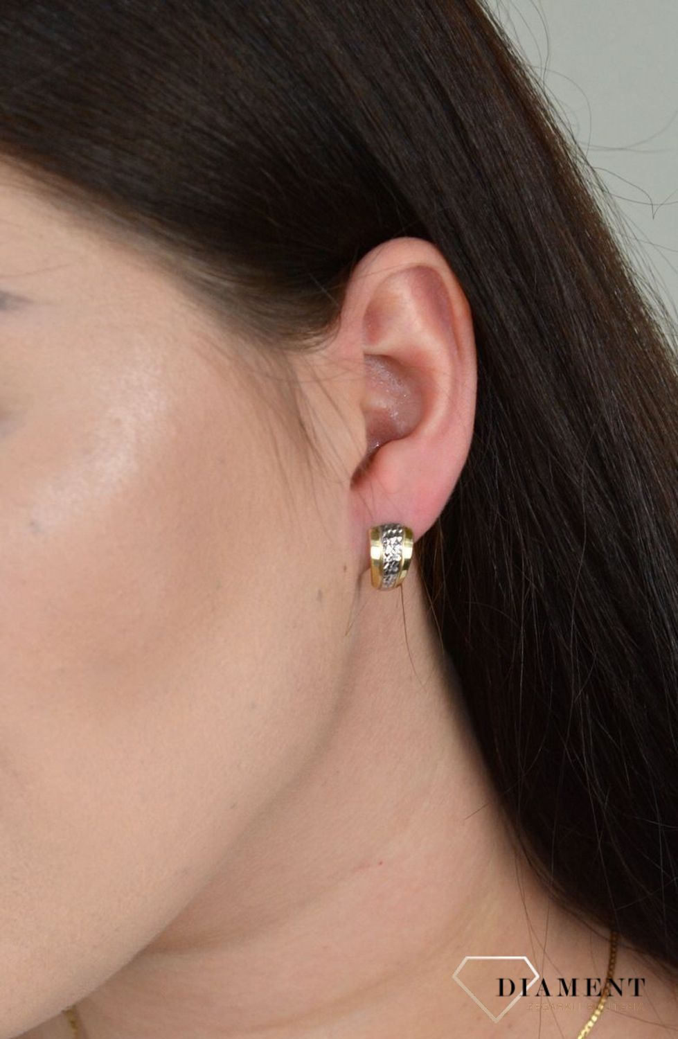 Złote kolczyki łączone złoto z grawerem KL 6867.jpg